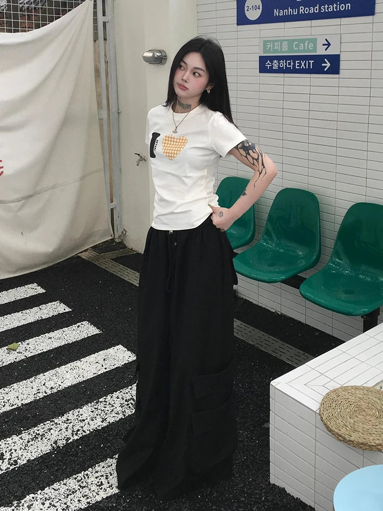 Cathy Dollette Summer Print Short Sleeve Casual Vintage Tee Top T Shirt American Retro Grunge TopTee