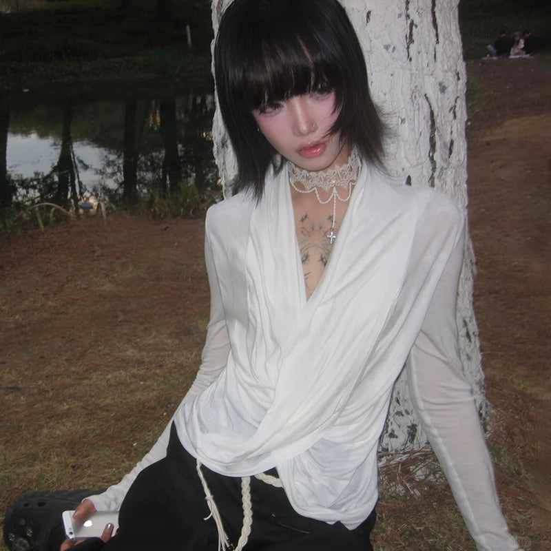 Cathy Dollette Japanese Cross Style V-neck Long Sleeve