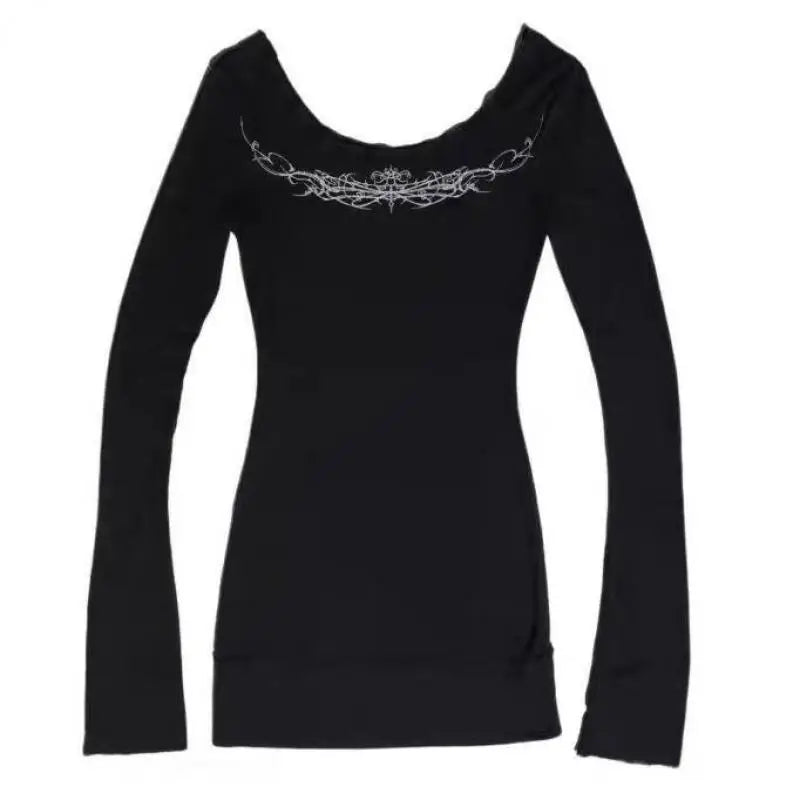 Cathy Dollette Gothic Graphic T Shirts Long Sleeve Korean Fashion 2000s Clothes Slim Spring Autumn TopTees Female Clothing