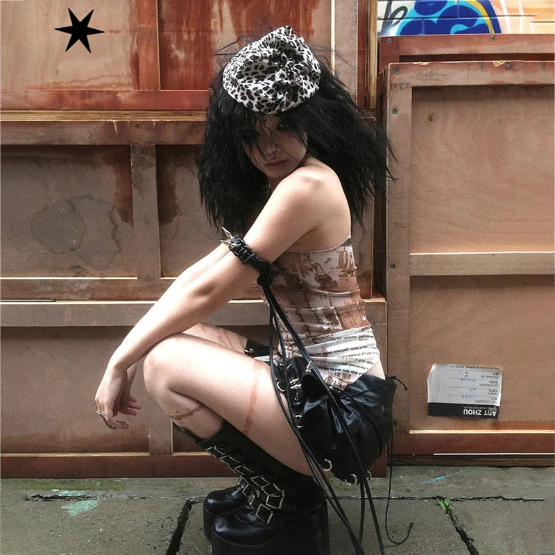 Cathy Dollette s Irregular Tank Top Trashy Mesh Tanktop See Through Vintage Punk Style Sheer TopGothic American