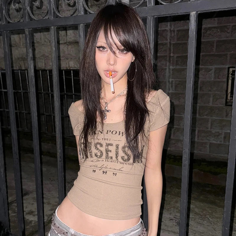 Cathy Dollette Mocha Broken Heart Club Cropped Tee