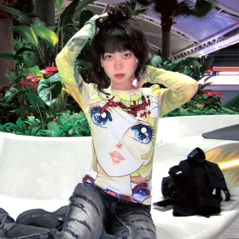 Cathy Dollette Long Sleeve Slim Kawaii Lolita Tee