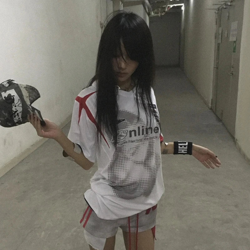 Cathy Dollette White Star Oversized Jersey Tee