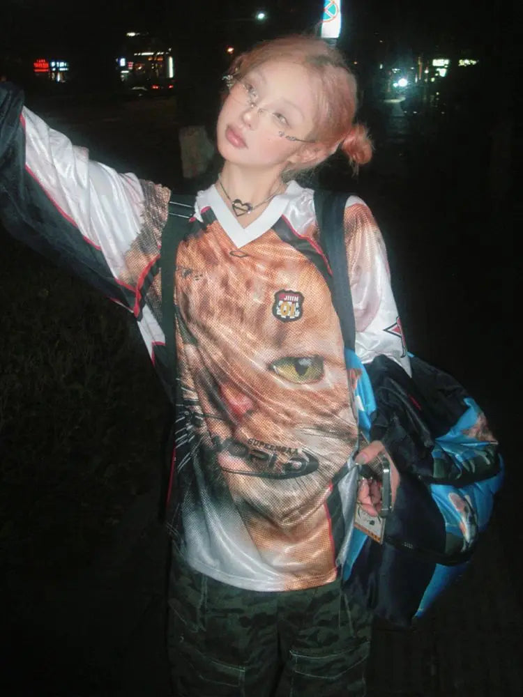 Cathy Dollette 2000s Graphic Kitten Long Sleeve Tee