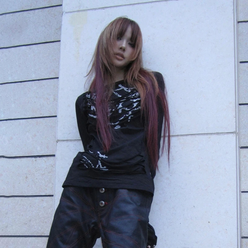 Cathy Dollette Barbed Wire Fitted Long Sleeve Top