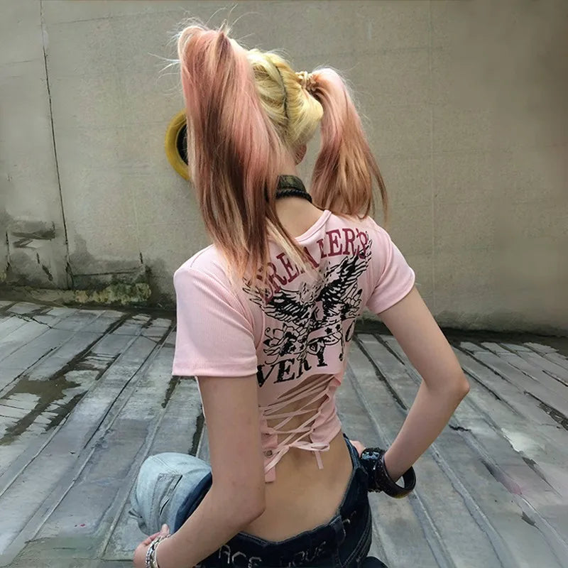 Cathy Dollette Pink Backless Bandage Crop Top