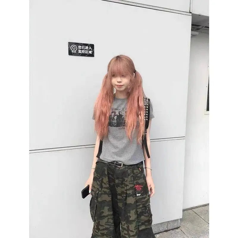 Cathy Dollette Streetwear Graphic T Shirts Short Sleeve Summer Short Sleeve Korean Fashion 2000s Clothes  Tees Female Clothing