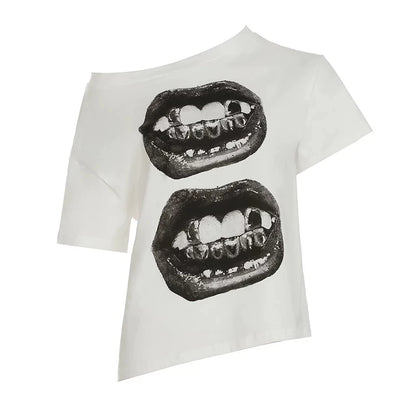 Cathy Dollette Punk  Short Sleeve T Shirt  Gothic Print Graphic Top2000s Japanese  Cotton Tshirt Egirls Grunge Top