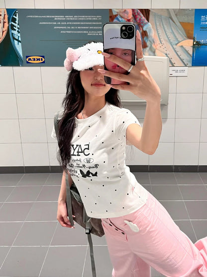 Cathy Dollette Print 's  Short Sleeve Japan Style Summer Top2000s Clothes  Graphic Tee Female Clothing T Shirt Chic