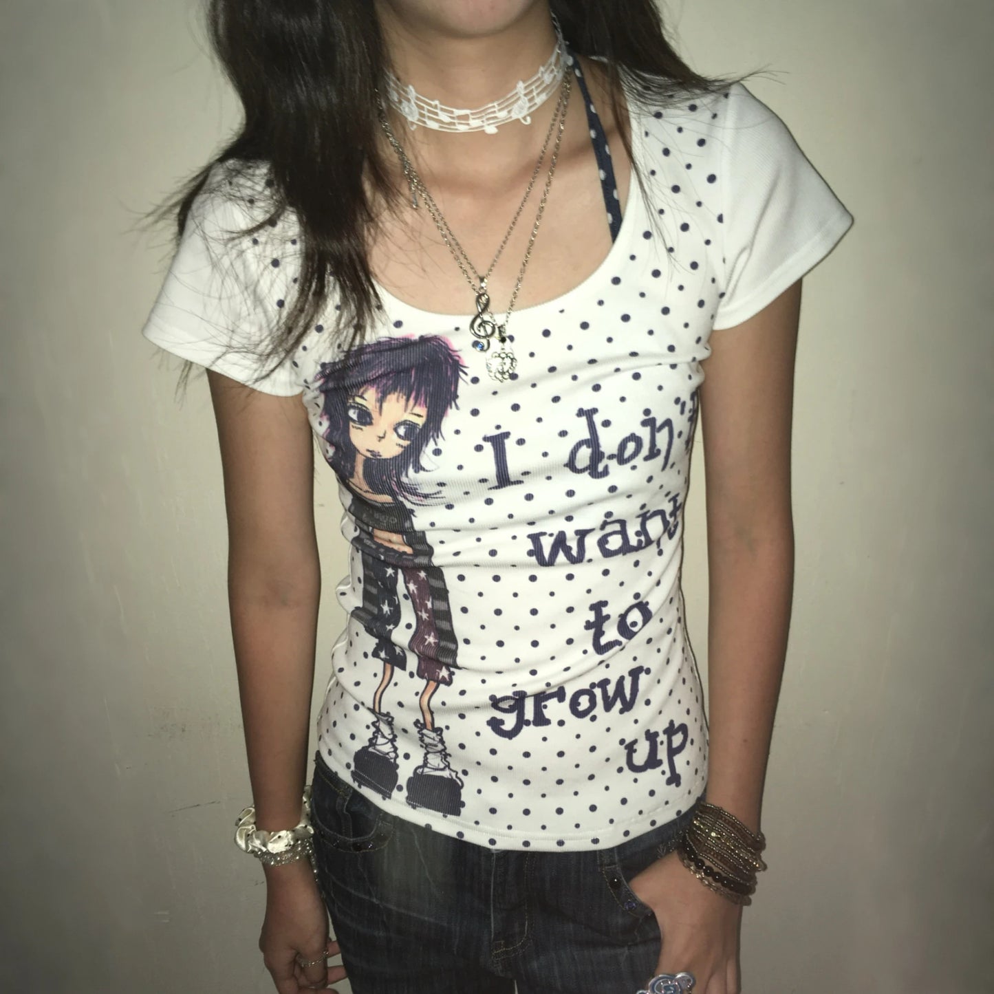 Cathy Dollette Harajuku Print T Shirt  Short Sleeve Slim  Japanese Grunge Top2000s  Fairycore Tee Top