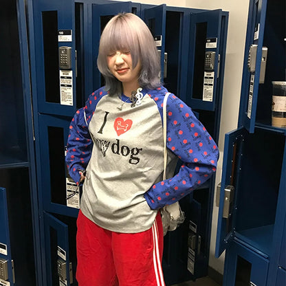 Cathy Dollette Harajuku Print T Shirt  Patchwork Loose Casual Tee Top Japanese Grunge TopAmerican Retro Autumn