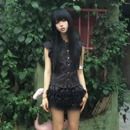 Cathy Dollette Ruffled Sleeveless Blouse