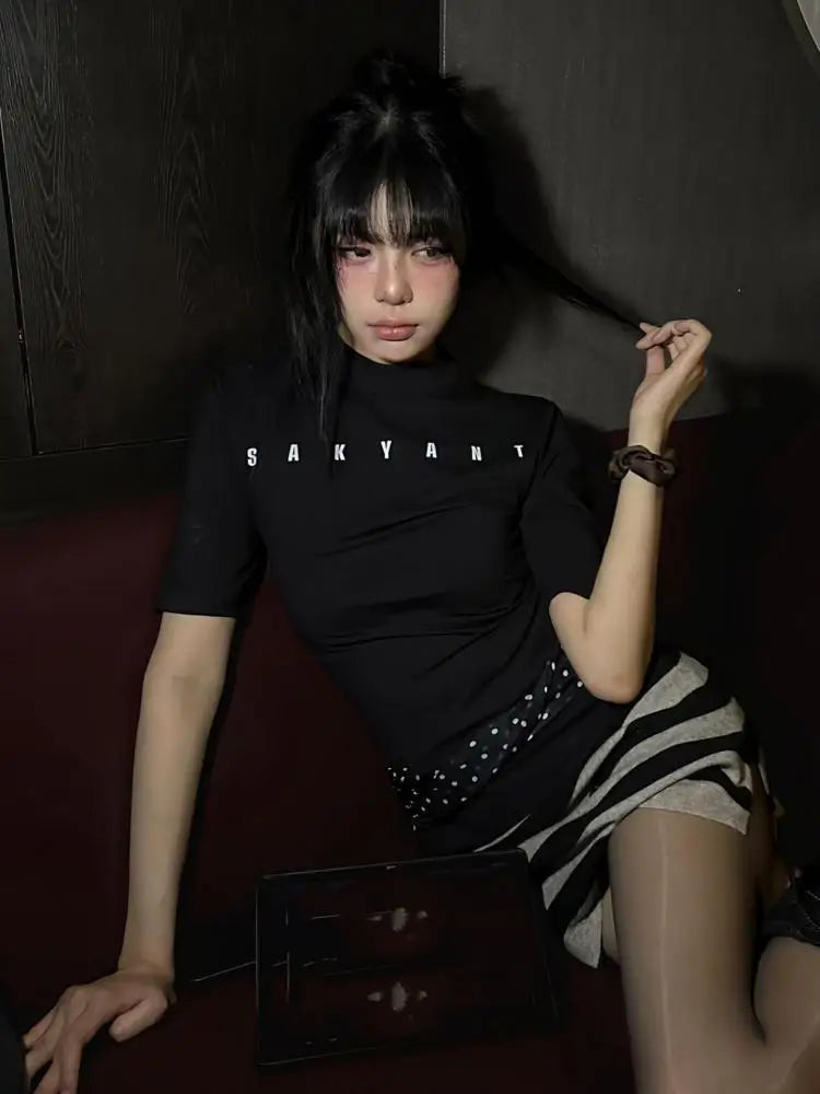 Cathy Dollette Black Gothic   Clothing Short Sleeve High Quality Cotton Graphic Tee Female Summer Top2000s Clothes
