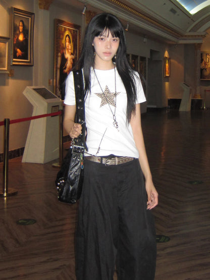 Cathy Dollette Harajuku Print T Shirt  Short Sleeve Leopard Stars Tee TopLoose  Grunge TopJapanese 2000s Tshirts