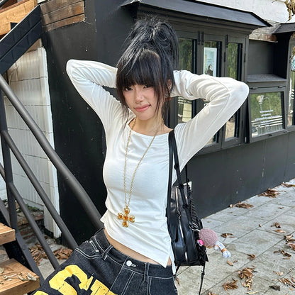 Cathy Dollette American Retro Print   Long Sleece Button Graphic Top Top2000s Japanese Grunge TopE-girls Autumn