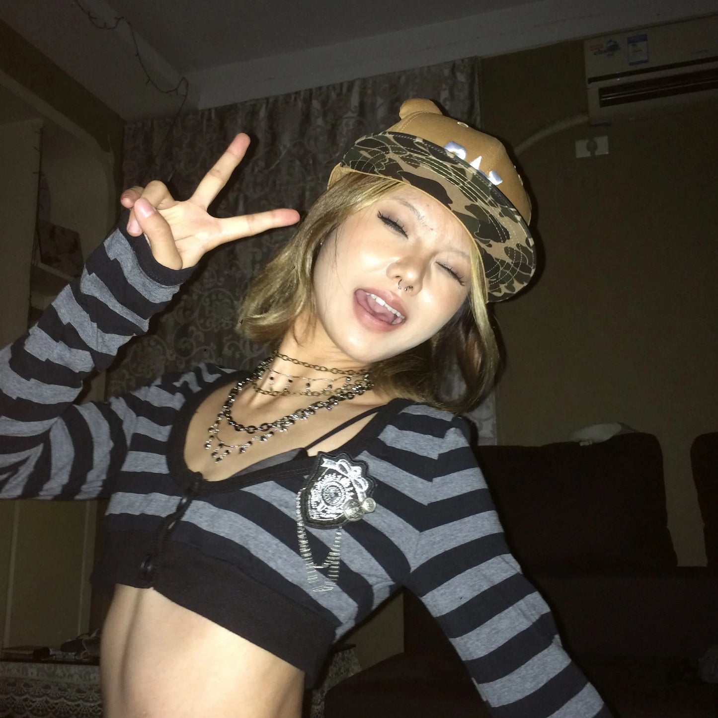 Cathy Dollette Trashy  Crop Top Japanese 2000s Style Striped Long Sleeved  Vintage Harajuku High Street TopAmerican Retro
