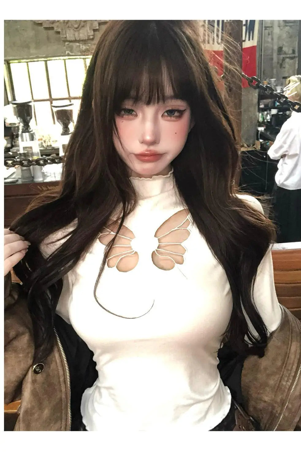 Cathy Dollette Hollow Out T Shirt  Clothes Long Sleeve Japan Style Slim 2000s Clothes  Tees Female Clothing Autumn TopChic