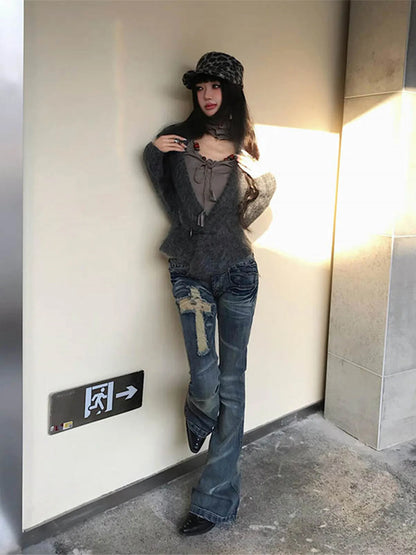 Cathy Dollette 2000s Japanese Jeans Pants  Low Waist Denim Pant Streetwear American Retro  Trousers Jeans Slim E-girls Jeans