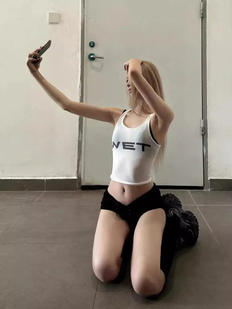 Cathy Dollette Print Letter Tank Top Woman Clothes Sleeveless White 2000s Clothes  Gothic Korean Fashion Tanks & Camis Summer Toos