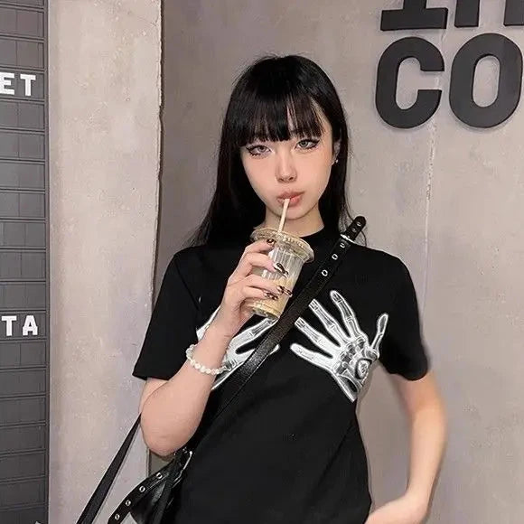 Cathy Dollette Cotton Graphic T Shirts Woman Clothes Short Sleeve Summer TopFunny Print Tees Female Clothing 2000s Clothes  Goth