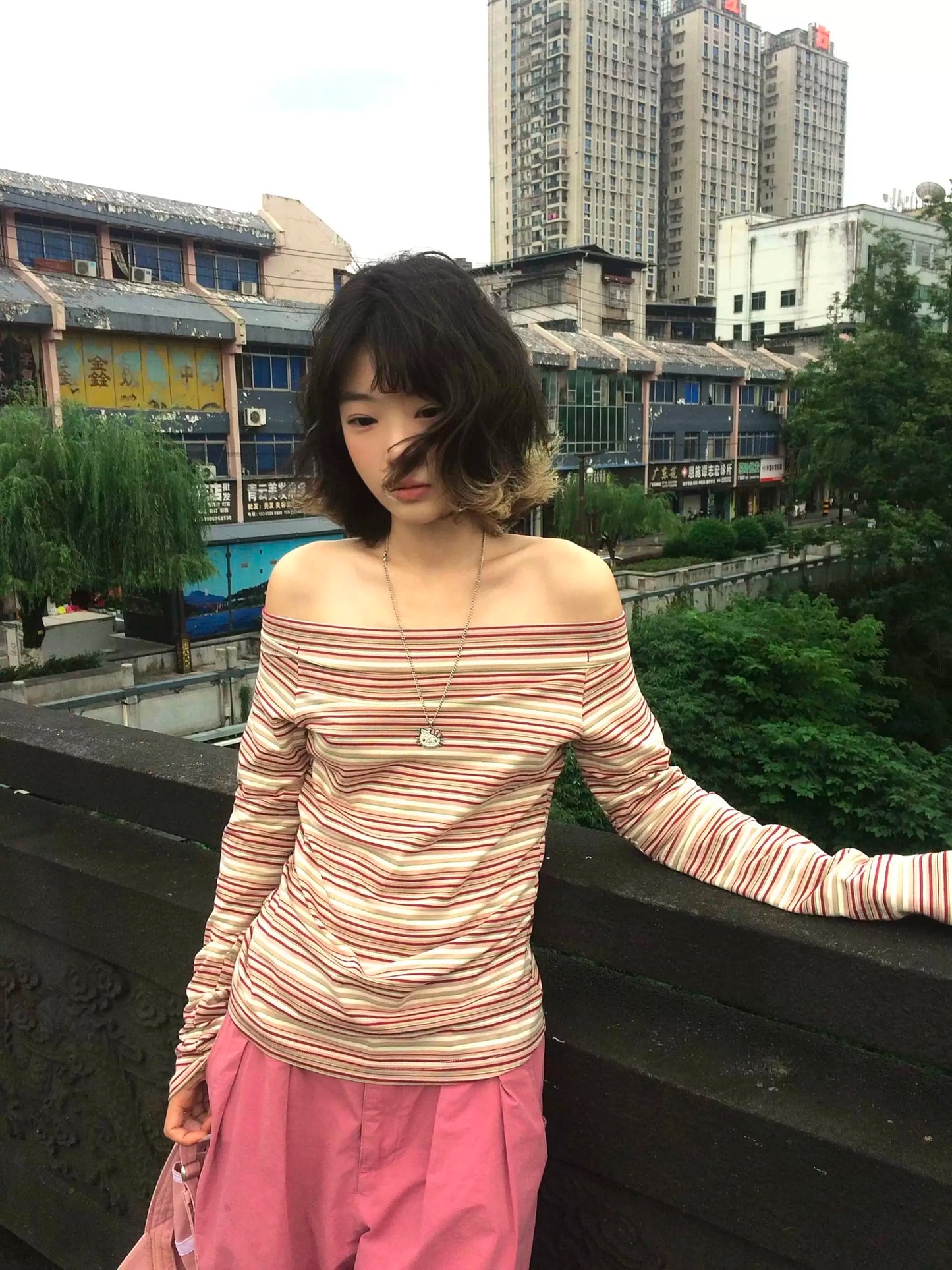 Cathy Dollette Vintage T Shirt  Striped Off Shoulder Crop Top Japanese 2000s Tee TopFemale Streetwear E-girls Tshirts