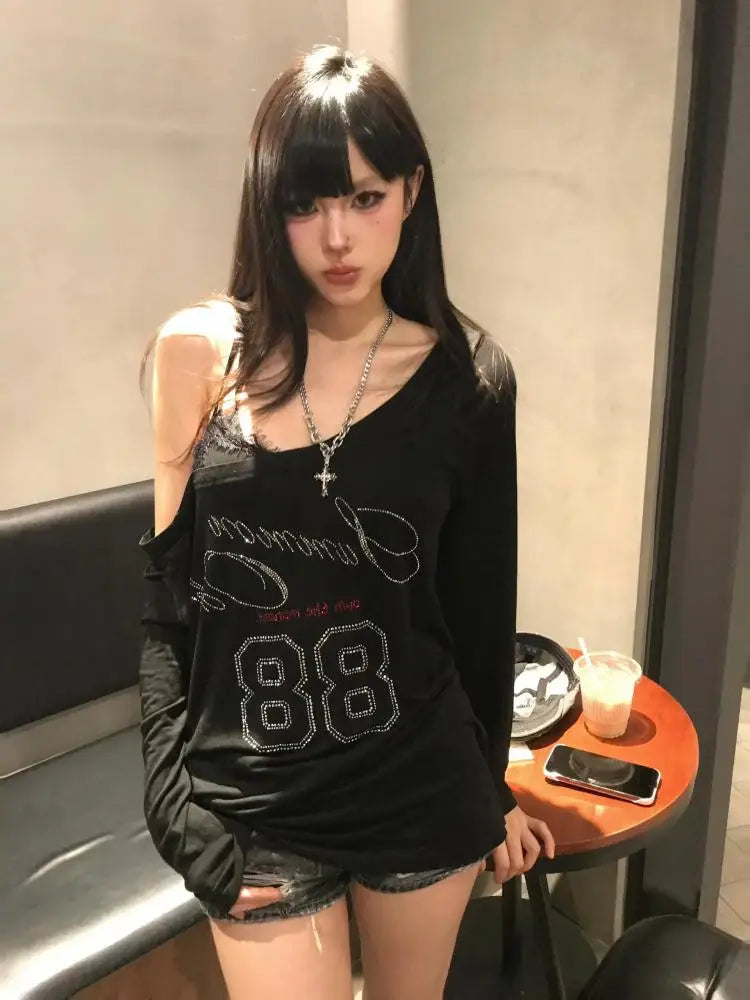 Cathy Dollette Gothic Black Graphic T Shirts Long Sleeve 2000s Clothes  Autumn TopYouthful Woman Clothes Tees Female Clothing Chic