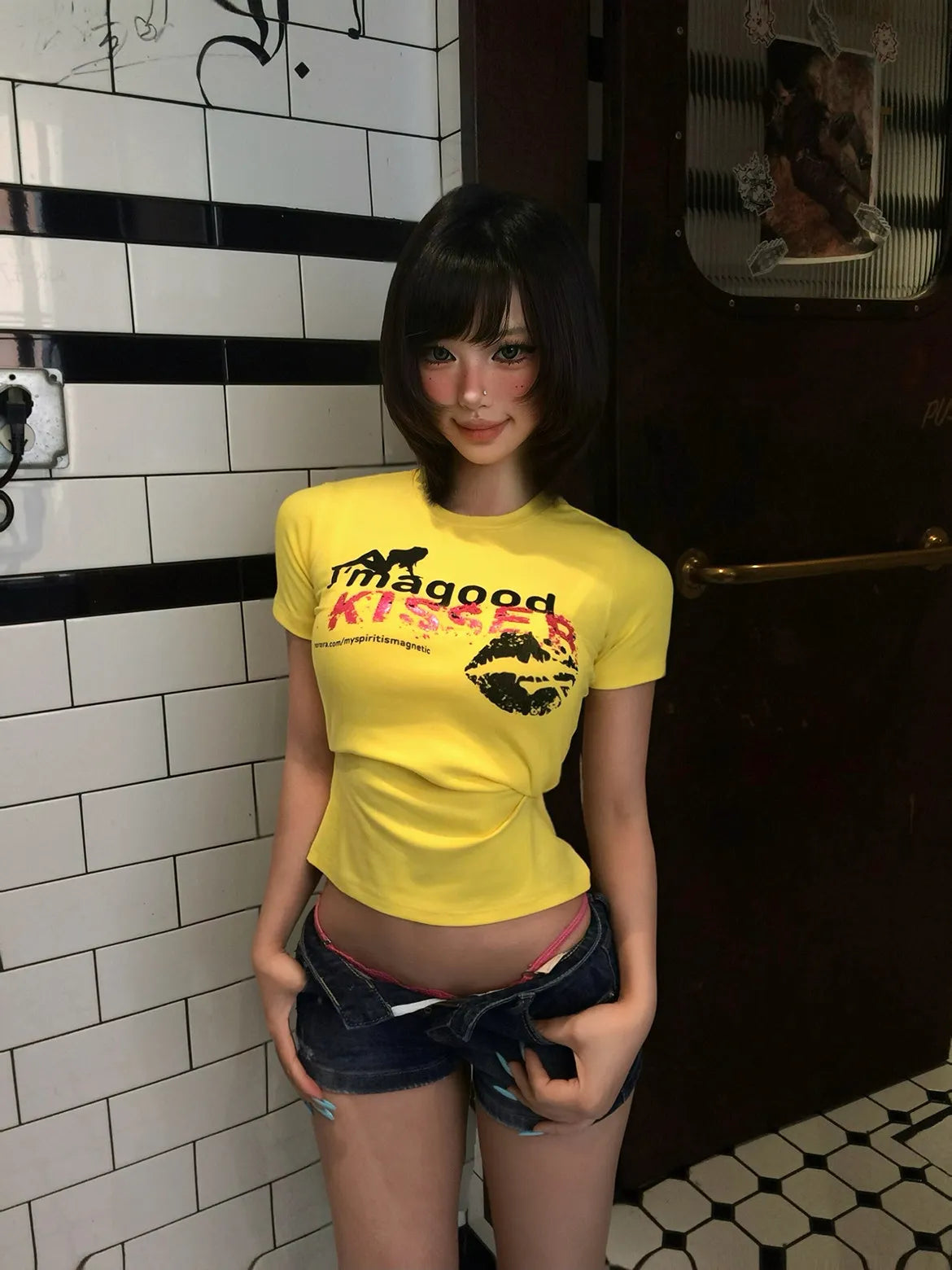 Cathy Dollett Yellow Short Sleeve Slim  Top