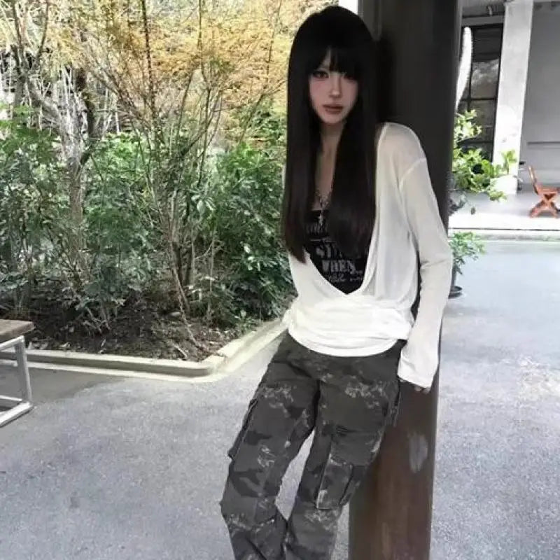 Cathy Dollette Hotsweet Two Piece TopAutumn Long Sleeve Graphic T Shirts Woman Clothes 2000s Clothes  Tees Female Clothing Chic