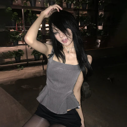 Cathy Dollette Grunge s Irregular Tank Top Trashy 2000s Style Bow-knot Camis TopJapanese  Sleeveless Crop Top American