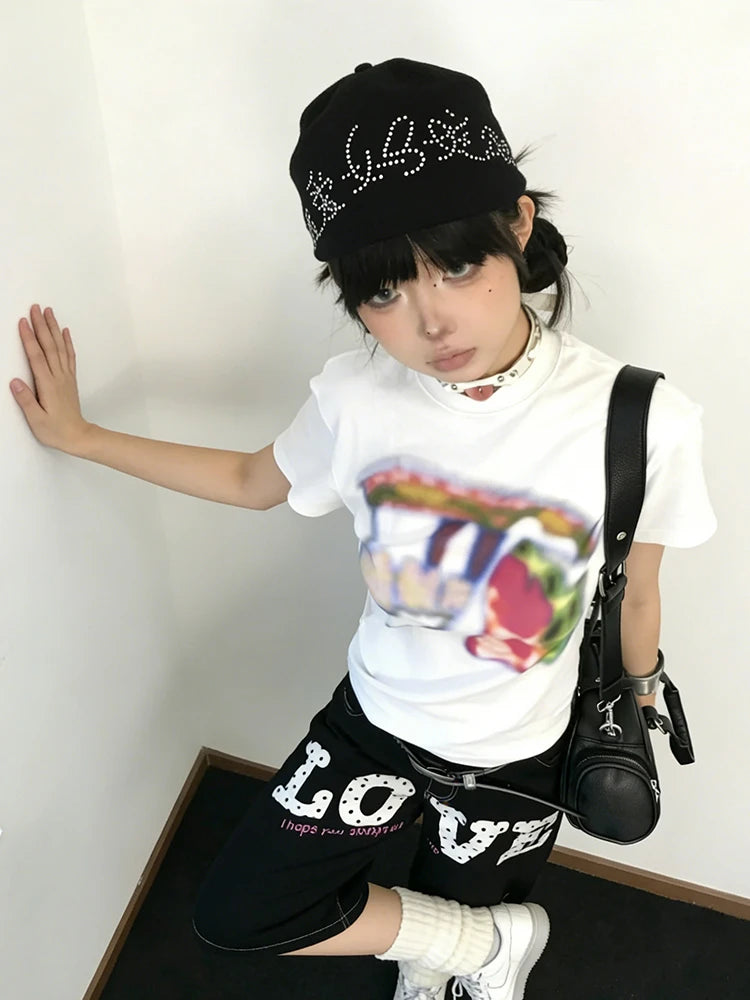 Cathy Dollette Summer Print T Shirt  Short Sleeve  Vintage Tee Top Graphic TopAmerican Retro Tshirts Summer