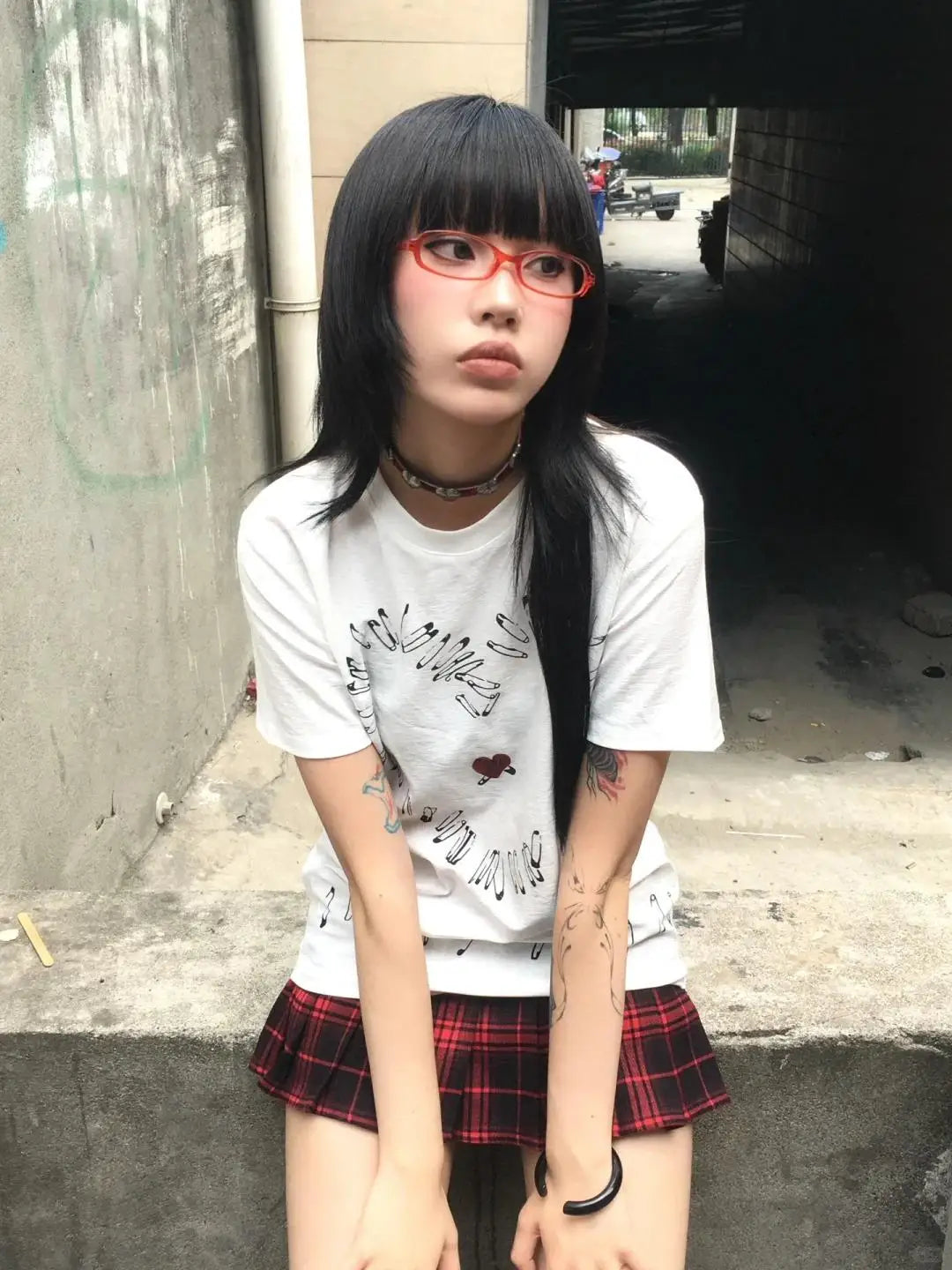 Cathy Dollette Gothic Retro T Shirt  Short Sleeve Print Graphic Top Grunge TopWhite Japanese 2000s Tshirt E-girls