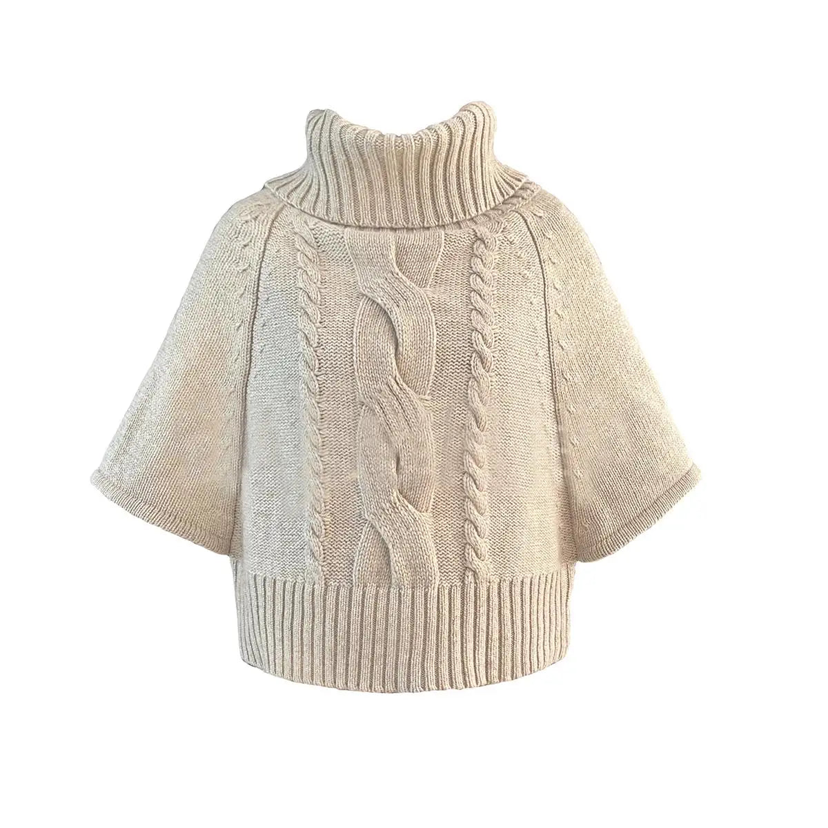 Cathy Dollette Japanese  Khaki Cape Sweater Vintage Harajuku Knit Loose Pullover Korean Style Turtleneck Knitwear 2000s s