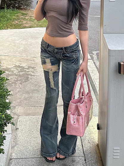 Cathy Dollette 2000s Japanese Jeans Pants  Low Waist Denim Pant Streetwear American Retro  Trousers Jeans Slim E-girls Jeans