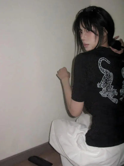 Cathy Dollette Black Gothic   Clothing Short Sleeve High Quality Cotton Graphic Tee Female Summer Top2000s Clothes