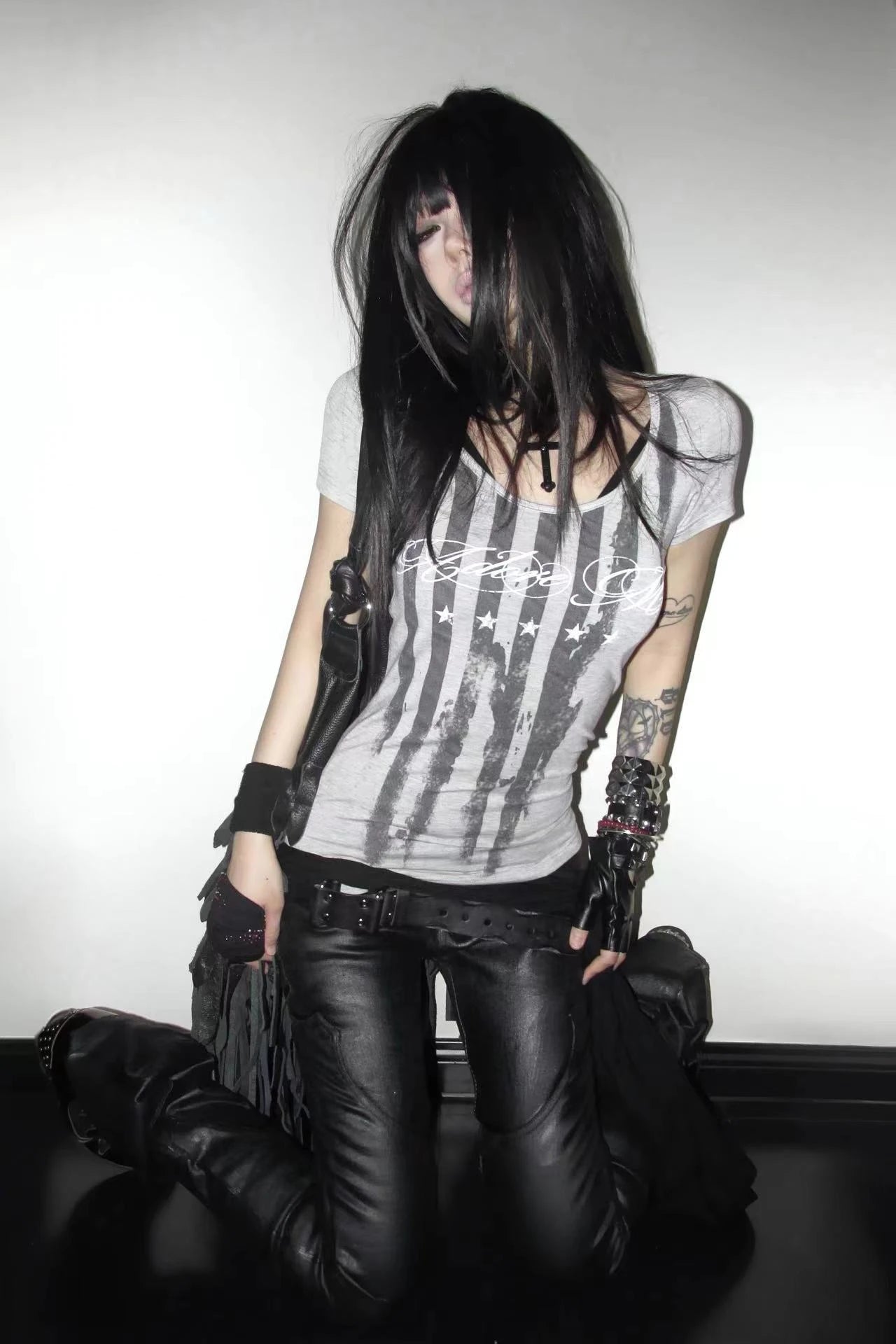 Cathy Dollette Skunk Striped T-shirt