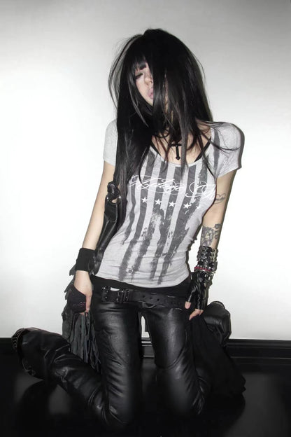 Cathy Dollette Skunk Striped T-shirt