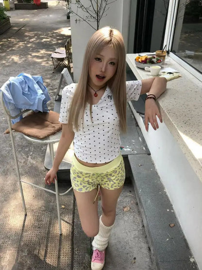 Cathy Dollette Sweet Polka Dot  Woman Clothes Short Sleeve Korean Fashion 2000s Clothes  Summer TopTees Female Clothing