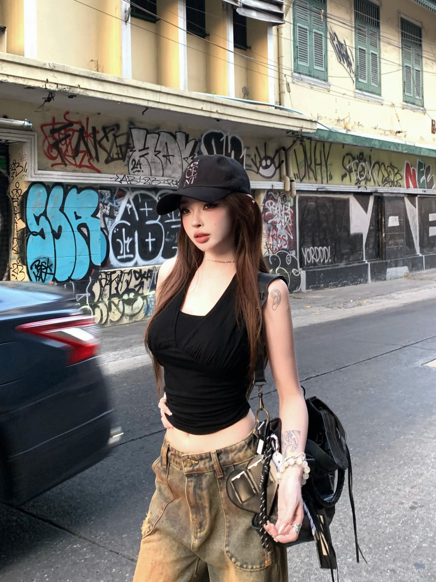 Cathy Dollette Backless Halter TopSexy 2000s Clothes  Sleeveless Tees Summer Top Tank TopBlack Chic Slim Tanks