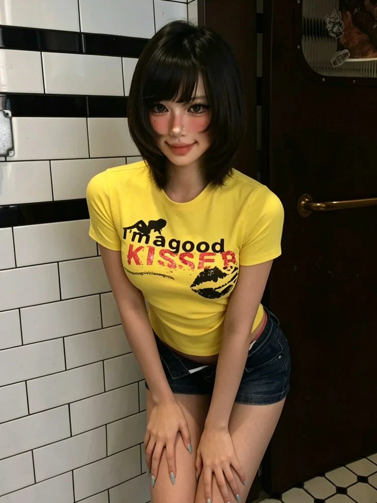 Cathy Dollett Yellow Short Sleeve Slim  Top