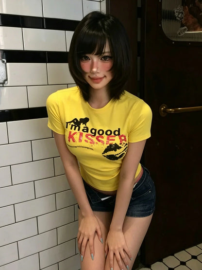 Cathy Dollett Yellow Short Sleeve Slim  Top
