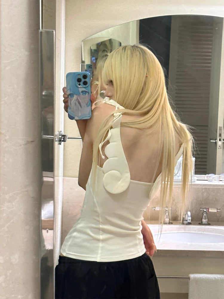 Cathy Dollette Sweet Angel Wing Tank Top Clothes Sleeveless Slim 2000s Clothes  Summer TopJapan Style Tanks & Camis Chic