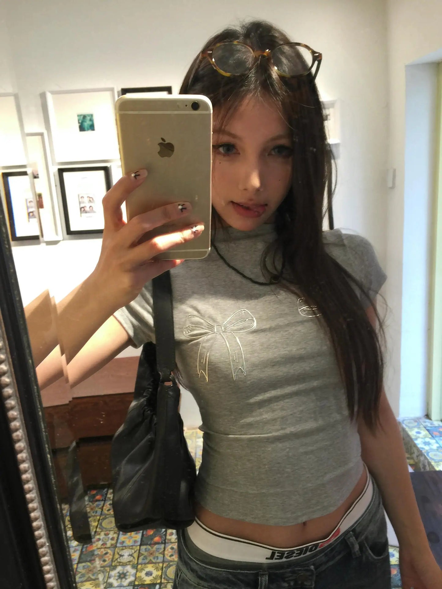 Cathy Dollette Harajuku T Shirt  Short Sleeve Skinny Bow  Vintage Crop Top 2000s Japanese Cotton Tshirts Summer