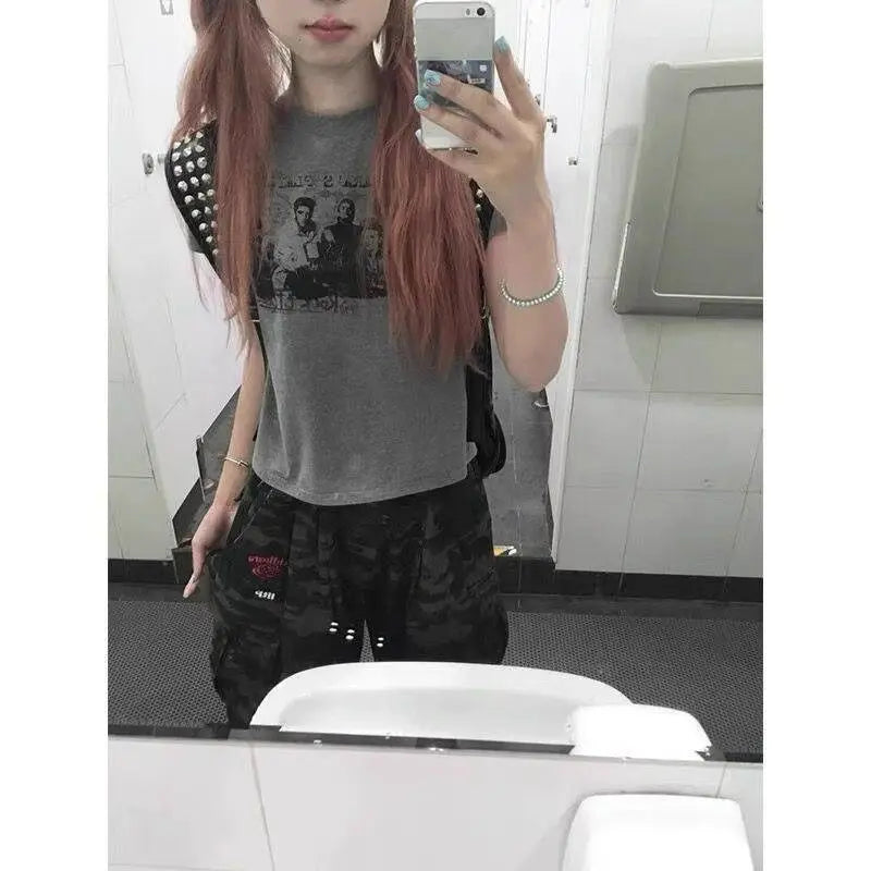 Cathy Dollette Streetwear Graphic T Shirts Short Sleeve Summer Short Sleeve Korean Fashion 2000s Clothes  Tees Female Clothing