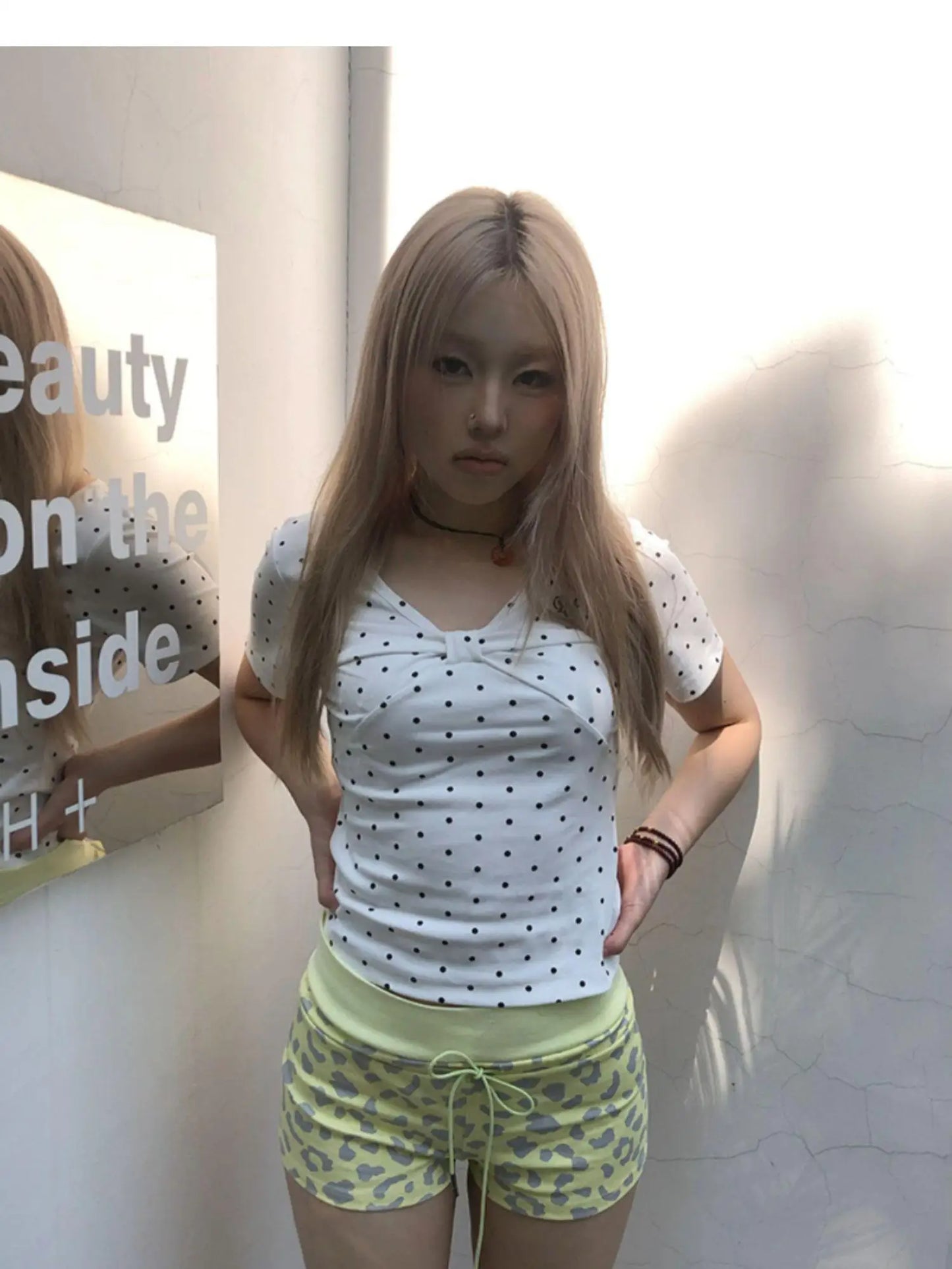 Cathy Dollette Sweet Polka Dot  Woman Clothes Short Sleeve Korean Fashion 2000s Clothes  Summer TopTees Female Clothing