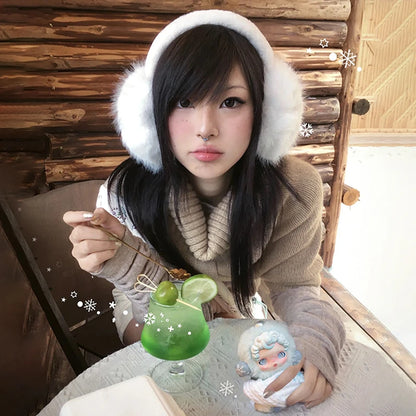 Cathy Dollette Japanese  Khaki Cape Sweater Vintage Harajuku Knit Loose Pullover Korean Style Turtleneck Knitwear 2000s s