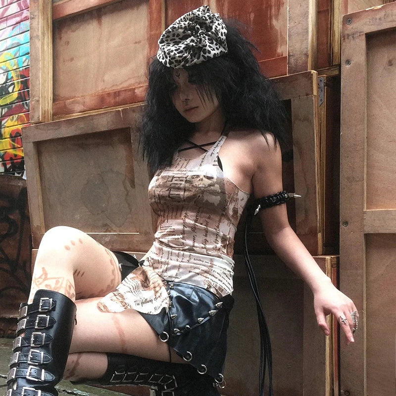 Cathy Dollette s Irregular Tank Top Trashy  Mesh Tanktop See Through Vintage Punk Style Sheer TopGothic American