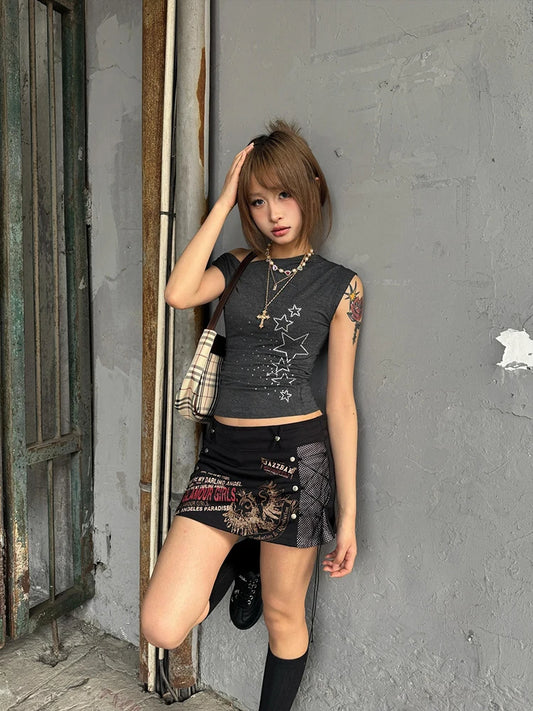 Cathy Dollette Hotsweet Off Shoulder Tank Top 2025 Summer 2000s Clothes  Japanese Style Slim Stars Sleeveless Tanks Chic