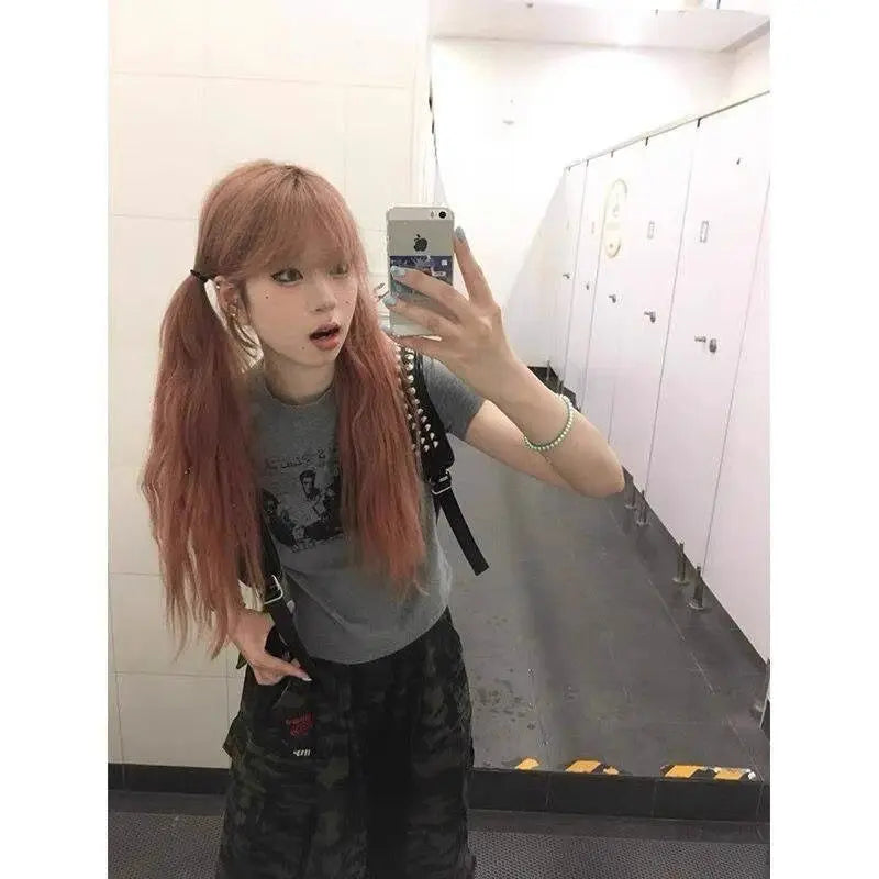 Cathy Dollette Streetwear Graphic T Shirts Short Sleeve Summer Short Sleeve Korean Fashion 2000s Clothes  Tees Female Clothing