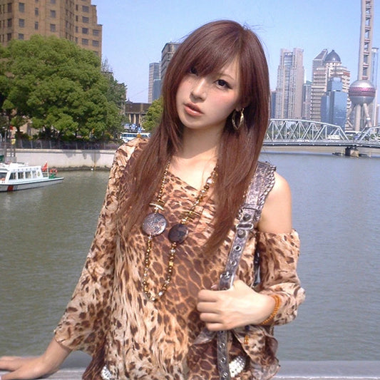 Cathy Dollette Japanese  Leopard Print Dress Trashy 2000s Style Off Shoulder Dresses Vintage Harajuku Party Dresses American Retro