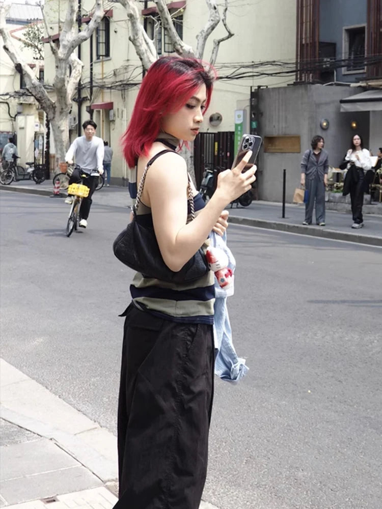 Cathy Dollette Patchwork Striped Tube Sleeveless Tank TopKorean Fashion 2000s Clothes  Summer 2025 Halter TopChic Corset Woman